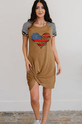 Robe torsadée à motif cœur et drapeau américain